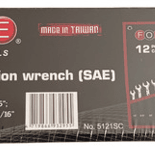 Juego Llaves Punta Corona 1/4'' - 15/16'' 12 Piezas - Force