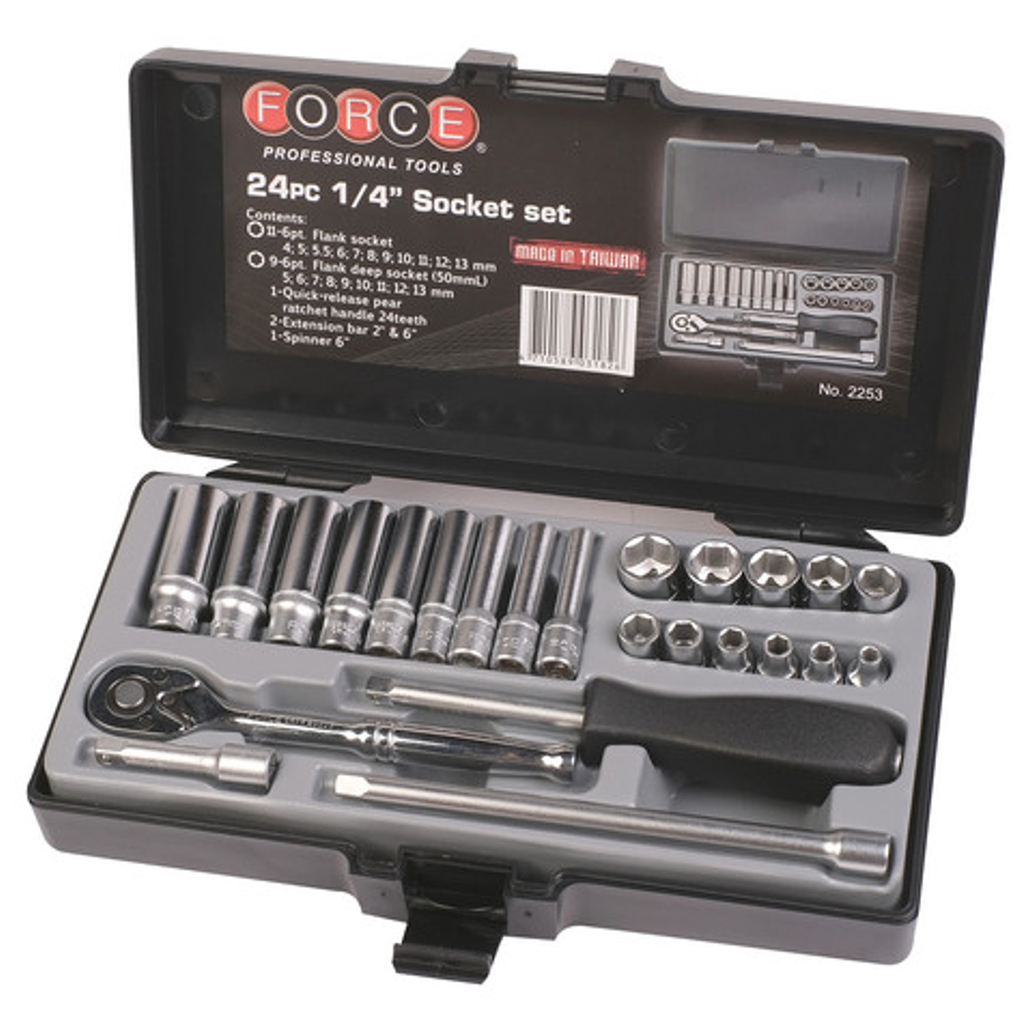 Juego Dados Hexagonal 1/4'' De 24 Piezas (2253) Force 4