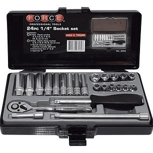 Juego Dados Largo []1/4` 24 Pz, M/m, Hexagonal (2253), Force