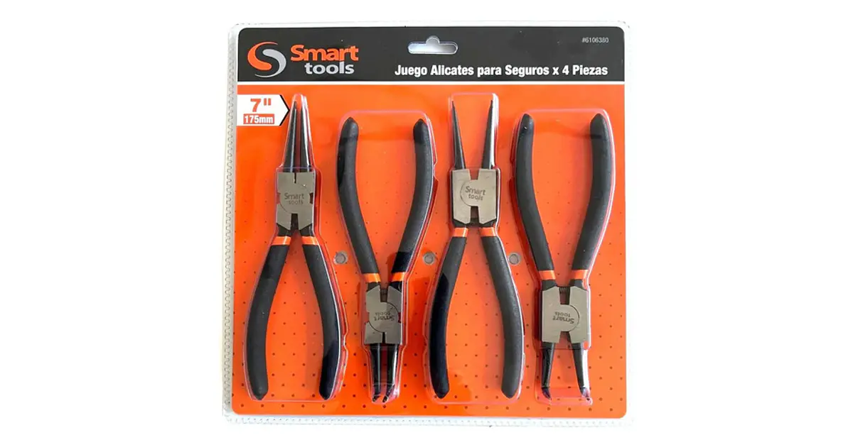 Juego De 4 Alicates Para Anillos De Seguridad SHALL – 7 Pulgadas, Puntas De 5/64″ En Bolsa Enrollable, Para Interiores Y Exteriores