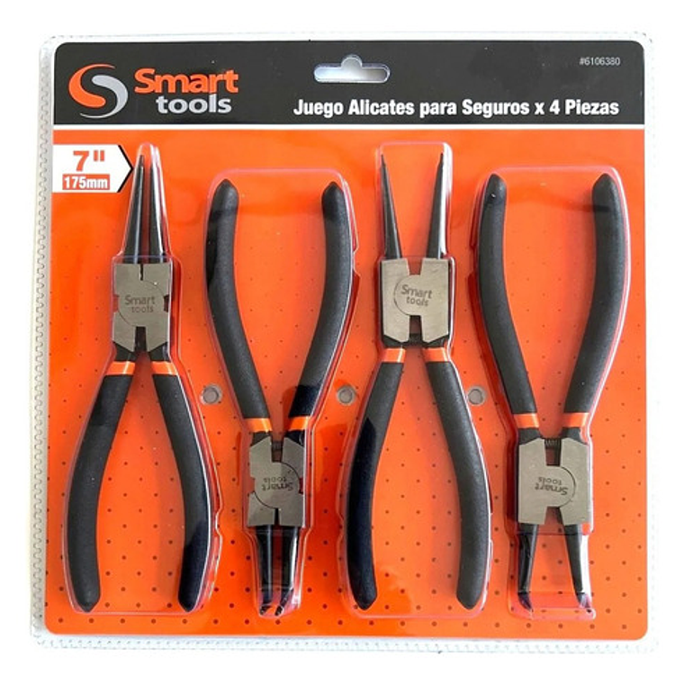 Juego Alicates Para Anillos De Seguridad 4 Piezas 7'' Smart 1