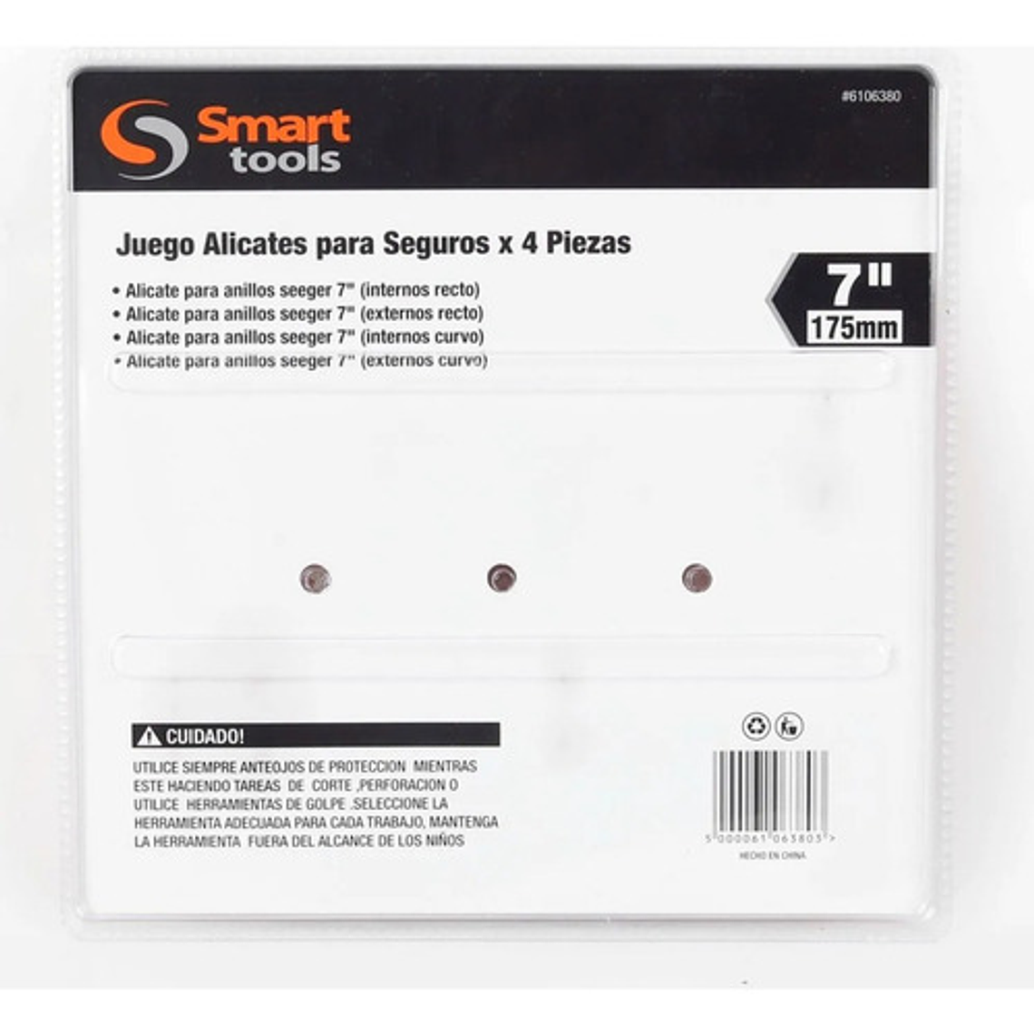 Juego Alicates Para Anillos De Seguridad 4 Piezas 7'' Smart 2