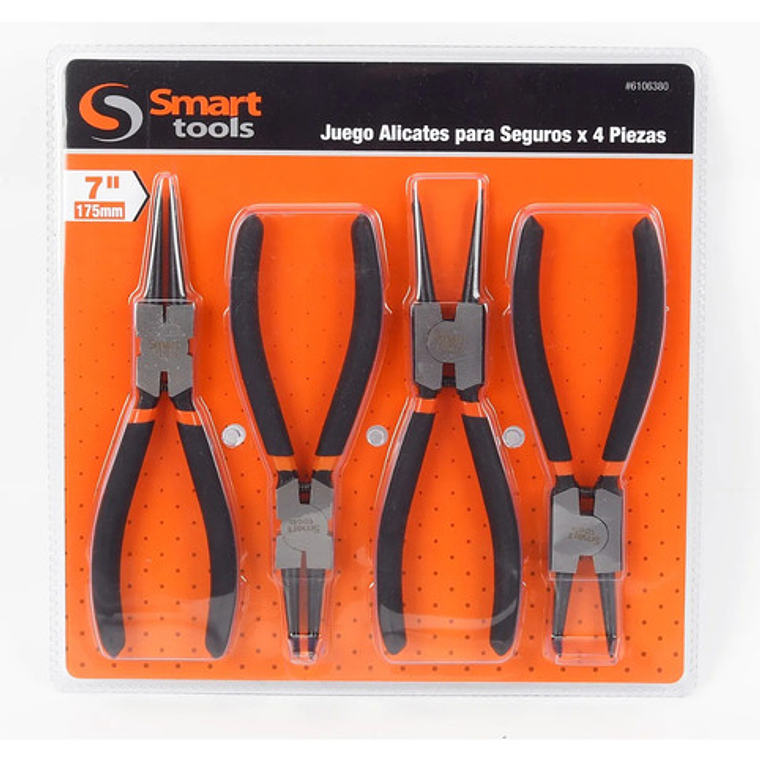 Juego Alicates Para Anillos De Seguridad 4 Piezas 7'' Smart 3