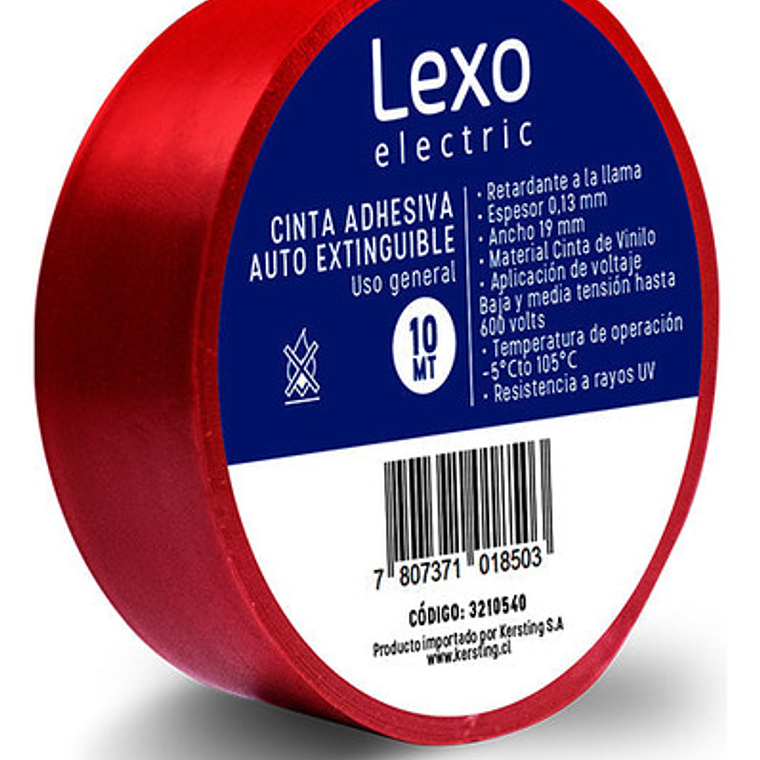 Pack 10 Cinta Aisladora 19mm X 10mts - Varios Colores - Lexo 7