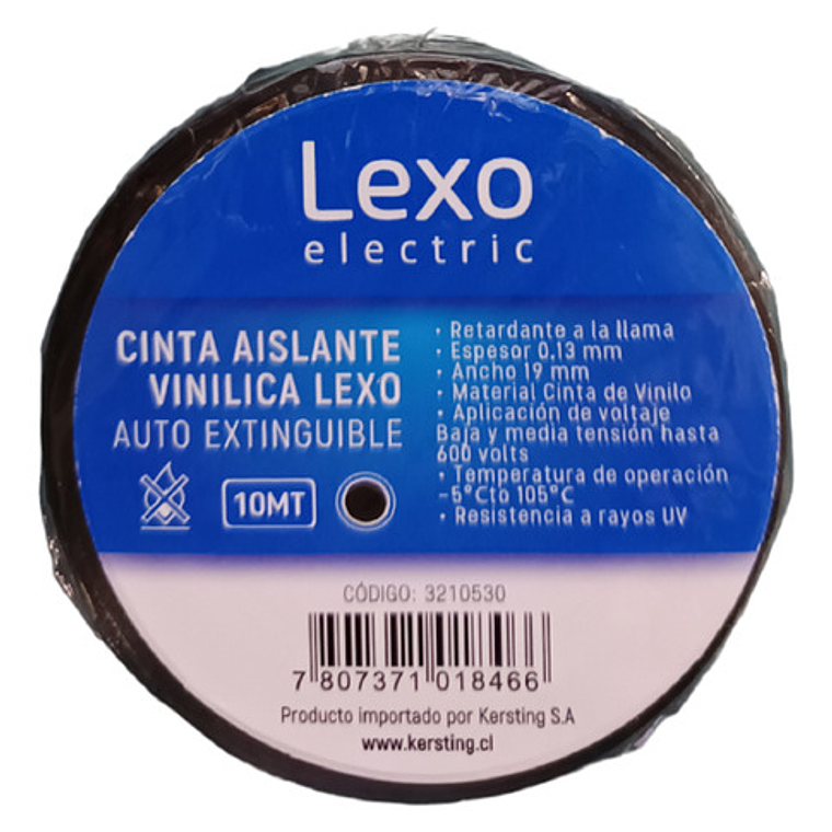 Pack 10 Cinta Aisladora 19mm X 10mts - Varios Colores - Lexo 15