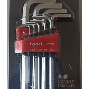 Juego Llaves Allen Larga 1/16 A 3/8 Force 5093lbs