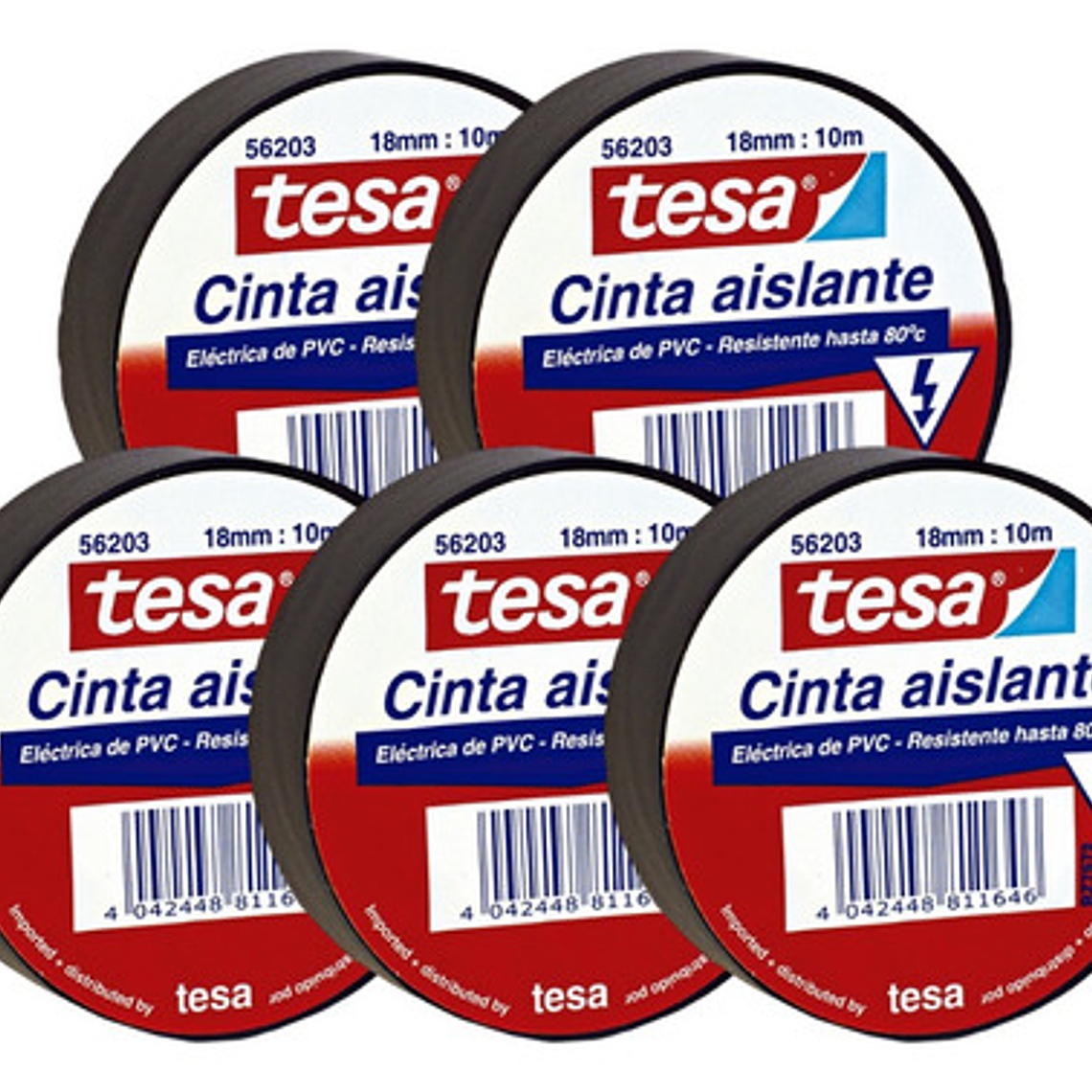 Pack 5 Cintas Aislante Tesa Negra 10m X 18mm 1