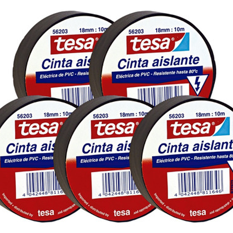 Pack 5 Cintas Aislante Tesa Negra 10m X 18mm 1