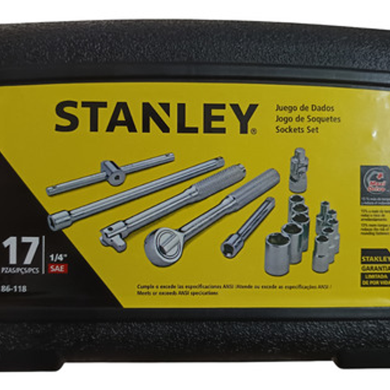 Juego Dados []1/4'' 5/32-1/2'' 17 Piezas (86-118) Stanley 1