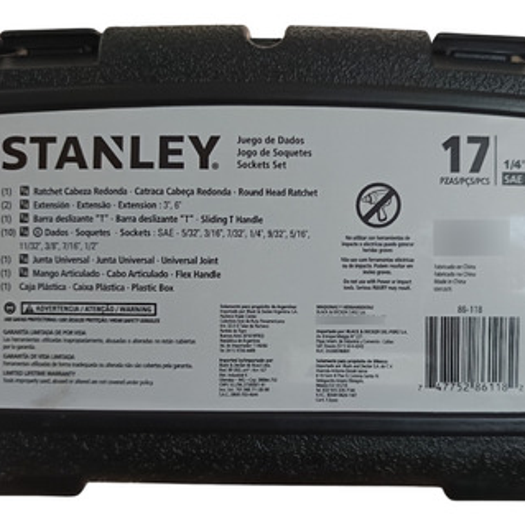 Juego Dados []1/4'' 5/32-1/2'' 17 Piezas (86-118) Stanley 5