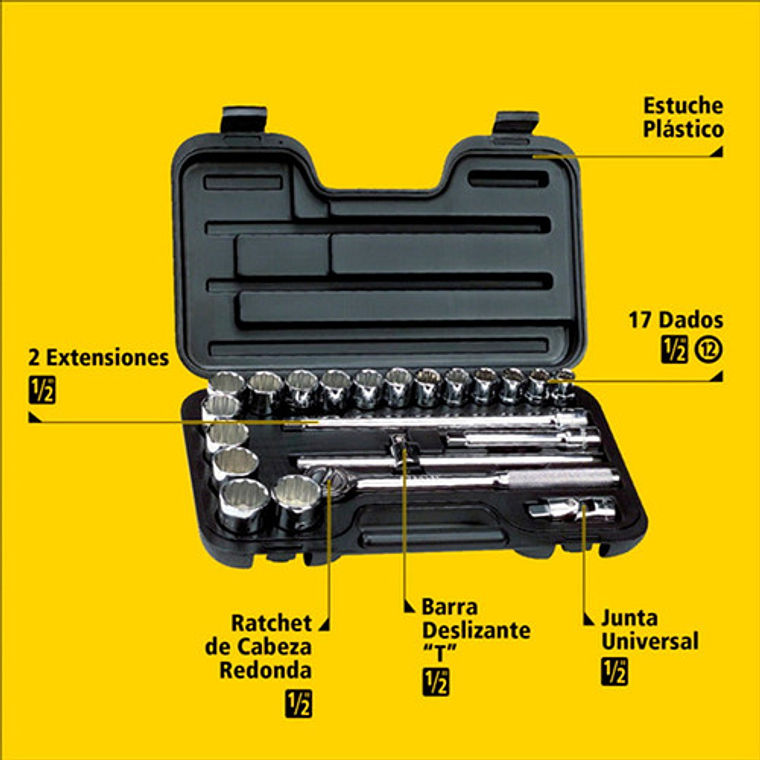 Jgo. Dados []1/2'' 12-30 Mm., 23 Pzas. (86-531) Stanley 3