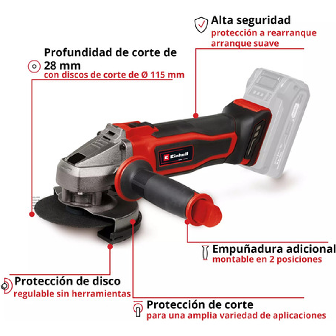 Esmeril Angular Inalámbrico Te-ag 18/115-2 Li-solo - Einhell 4