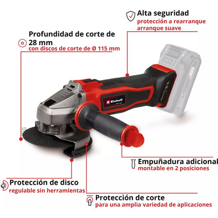 Esmeril Angular Inalámbrico Te-ag 18/115-2 Li-solo - Einhell 4