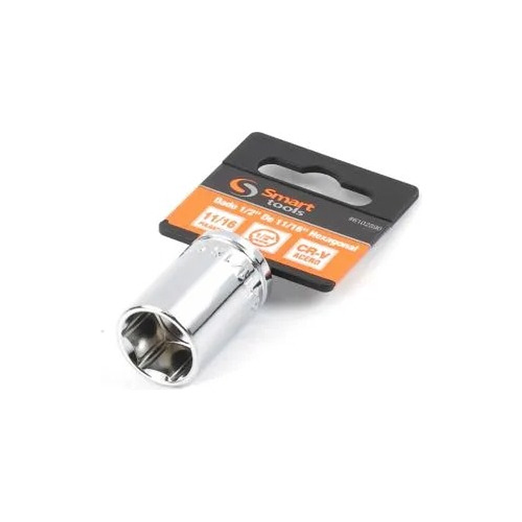 Dado Corto 1/2'' De 11/16'' Hexagonal - Smart Tools Color Plateado 1