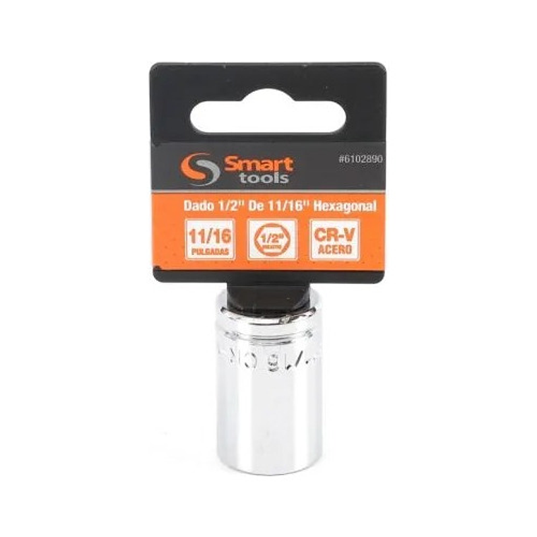 Dado Corto 1/2'' De 11/16'' Hexagonal - Smart Tools Color Plateado 2