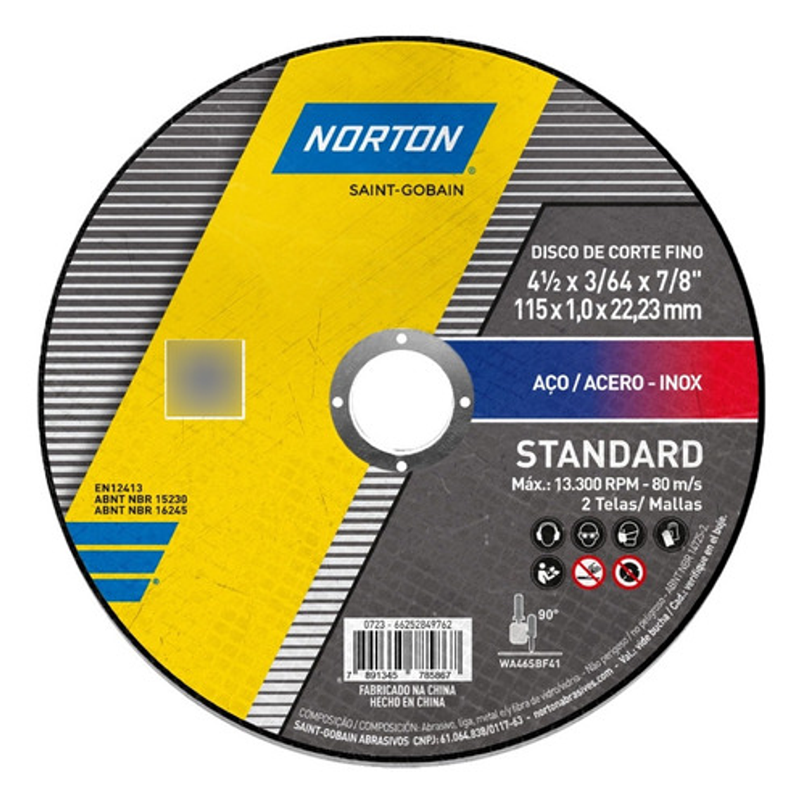 Pack 10 Discos De Corte 4.1/2'' X 1mm Standard - Norton 3