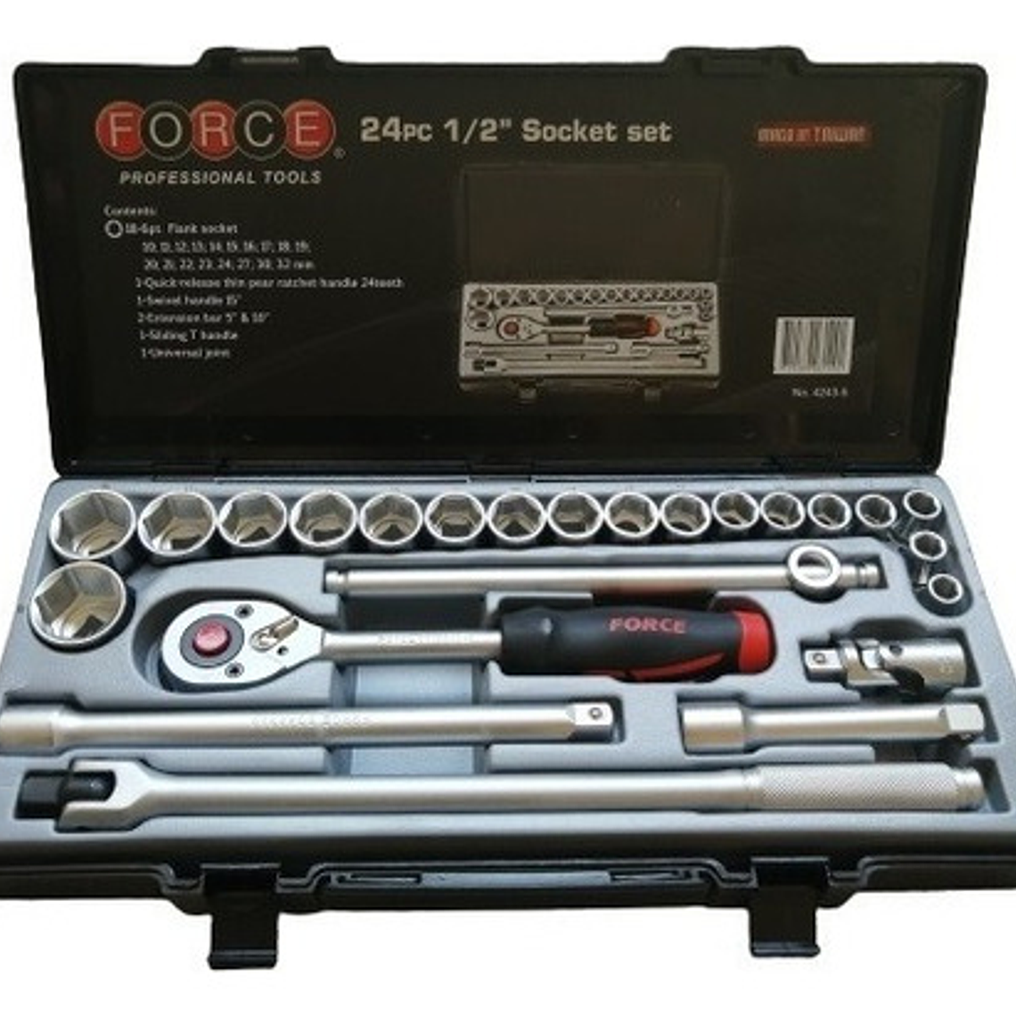 Juego De Dados 1/2 10-32 Mm Hexagonal 24 Pzs. Force 4243-5 1