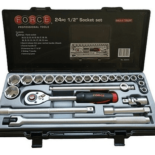 Juego De Dados 1/2 10-32 Mm Hexagonal 24 Pzs. Force 4243-5