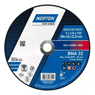 Pack 10 Discos De Corte Para Metal 7''x1/8'' Bna32 - Norton
