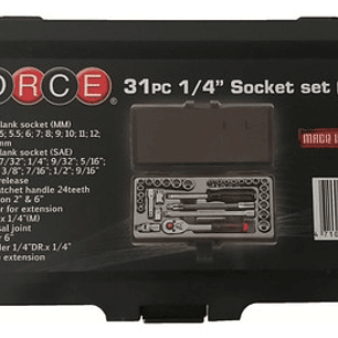 Juego Dados Poligonal []1/4`` Mm./puLG. 31 Pzs (2312), Force