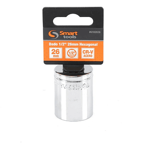 Dado Corto 1/2'' De 26mm Hexagonal - Smart Tools Color Plateado