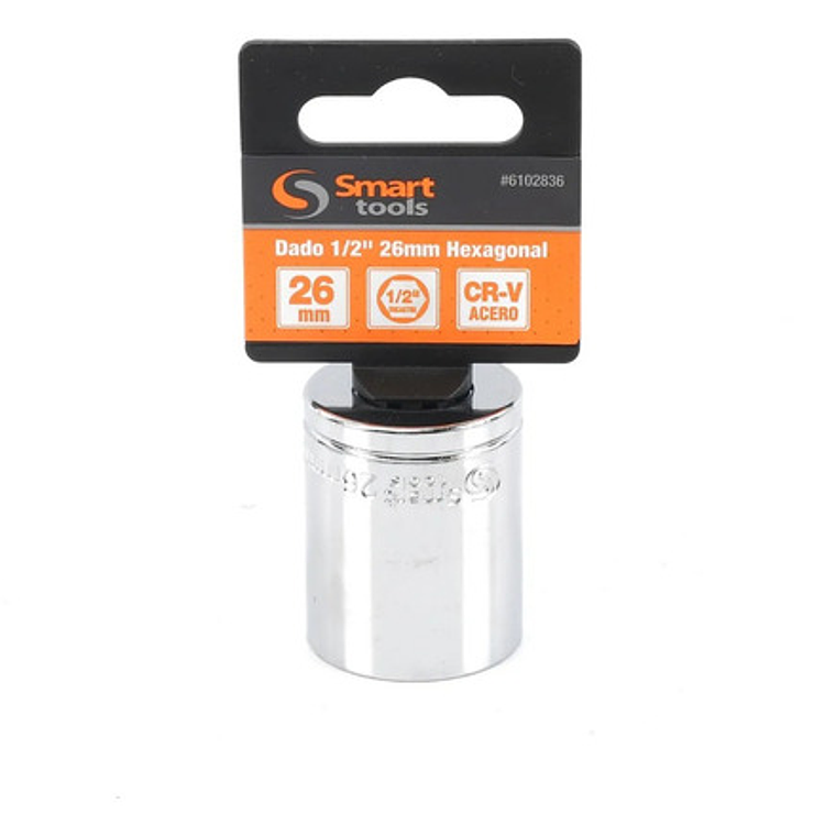 Dado Corto 1/2'' De 26mm Hexagonal - Smart Tools Color Plateado 2