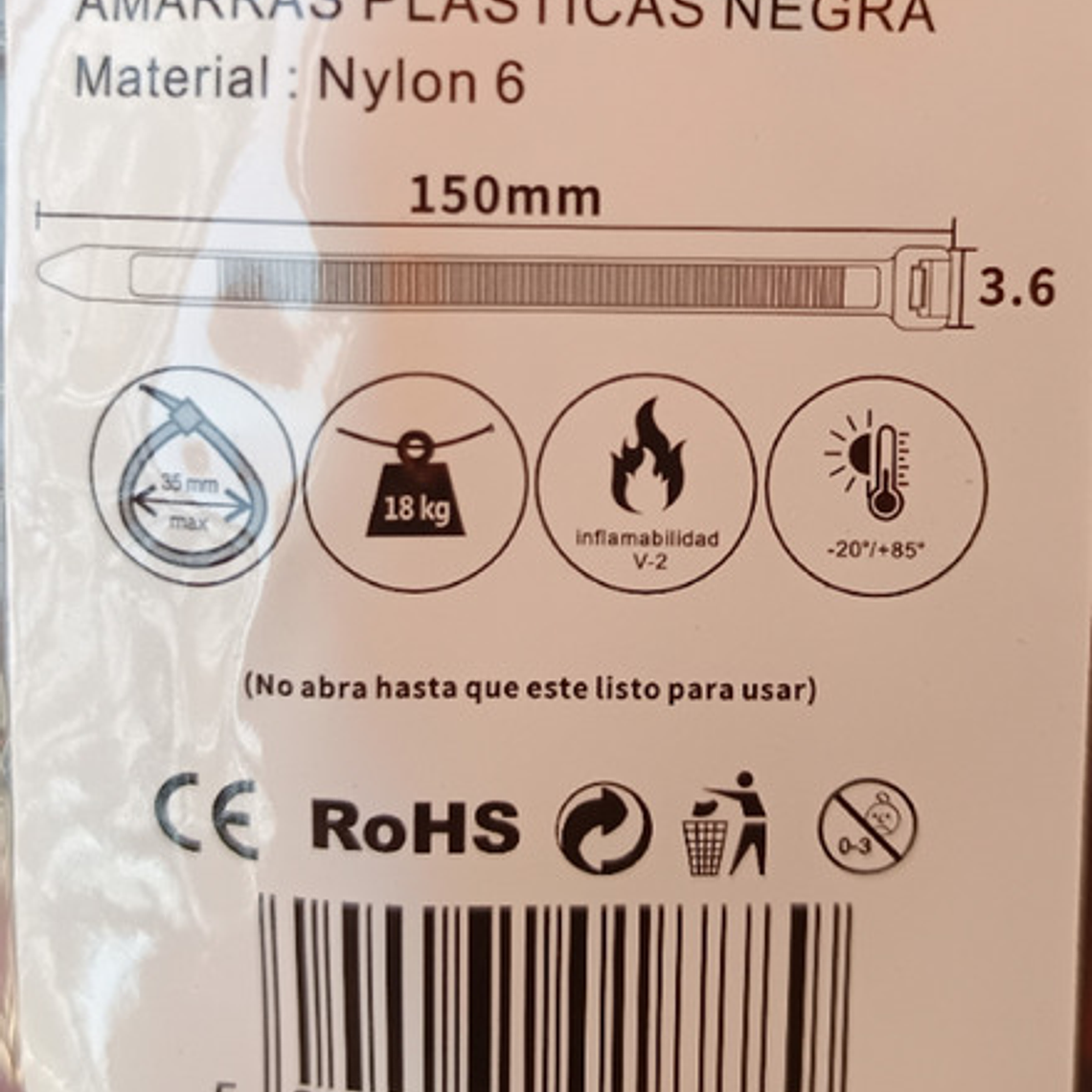 100 Amarras Plasticas Negra 3.6x150mm - Smart Tools 4