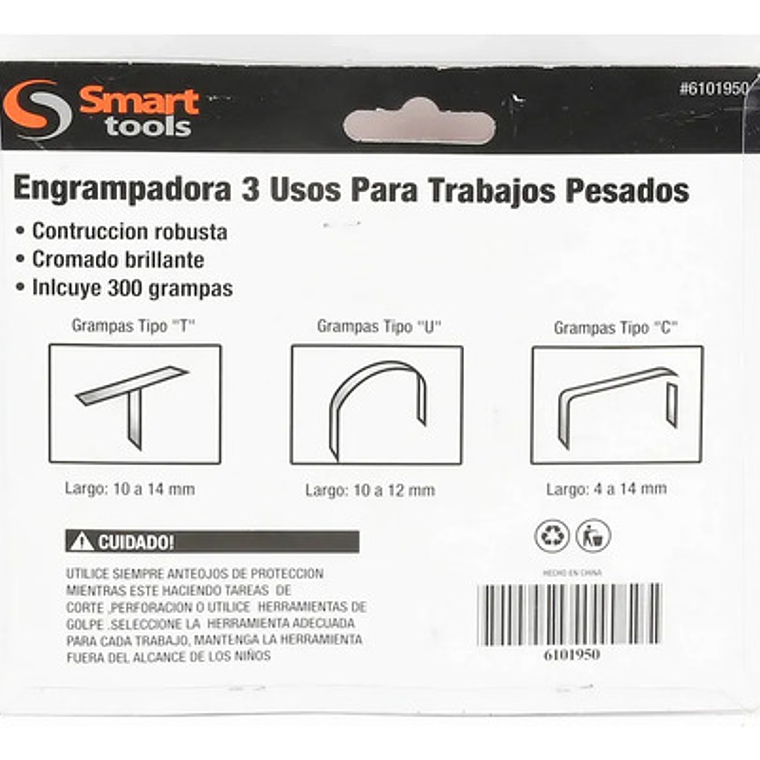 Grapadora Extra Fuerte Grapas 4-14mm + 300 Grapas - Smart 2