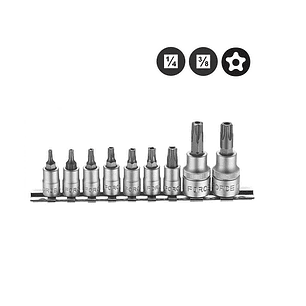 Juego Dados Punta Torx 9 Piezas De 1/4'' - 3/8'' Force