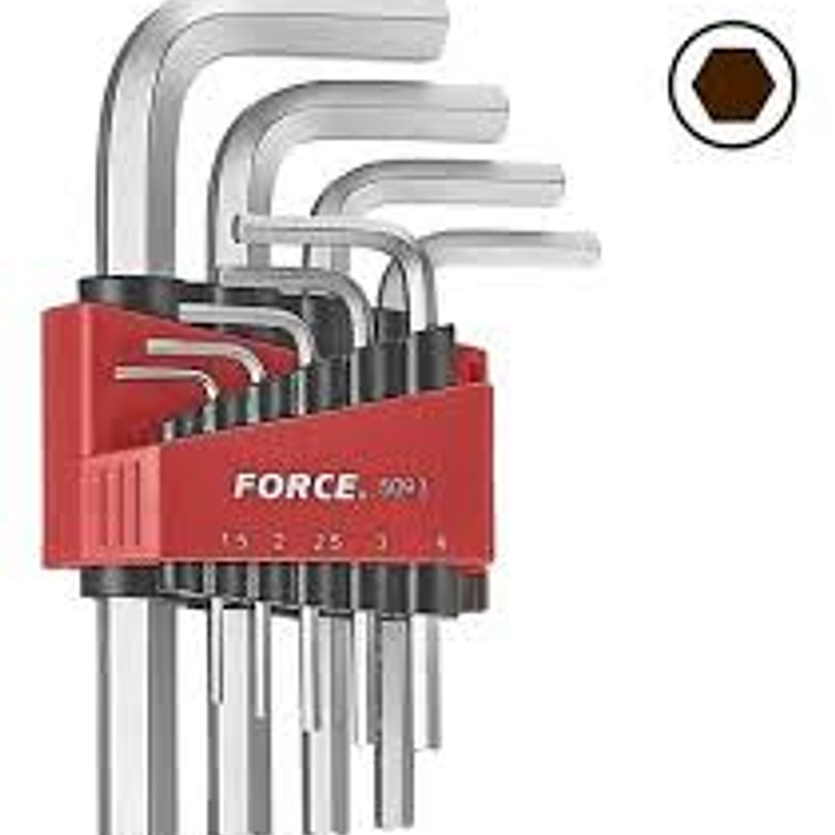 Juego Llaves Allen De 1/16'' - 3/8'' 9 Piezas (5093s) Force 1