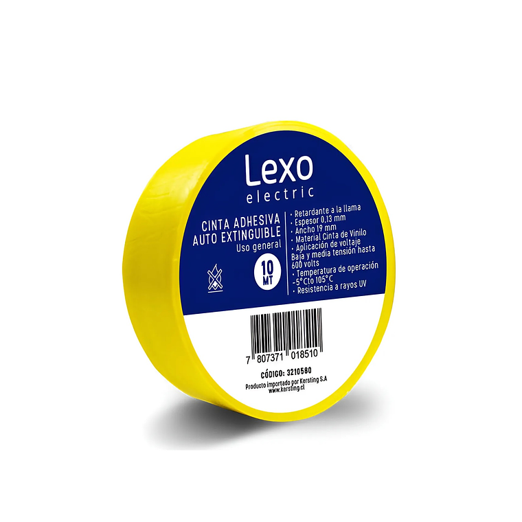 Pack 10 Cinta Aisladora 19mm X 10mts - Varios Colores - Lexo 3