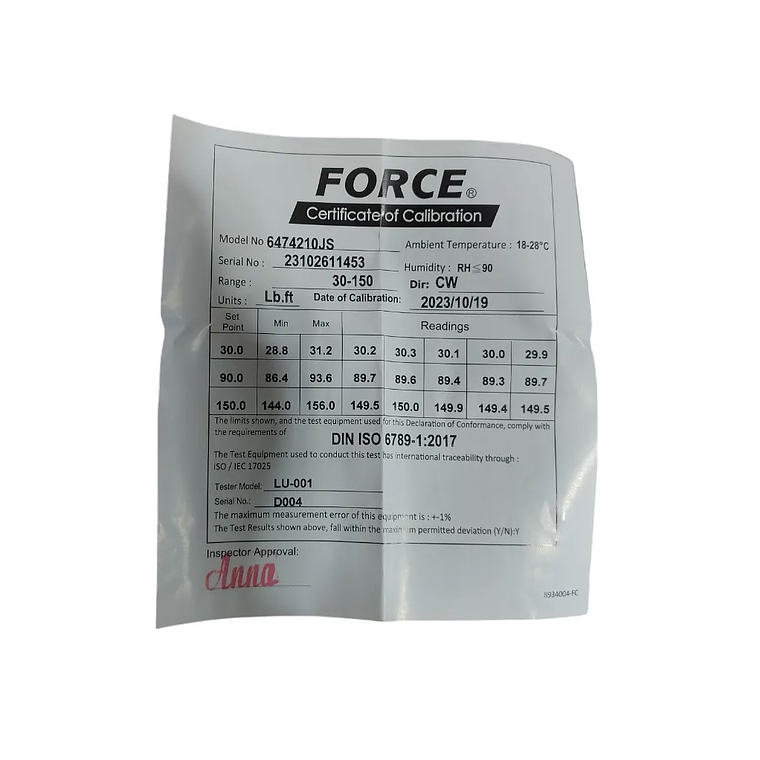 Llave Torque 1/2'' De 30 A 150 Lbs/ft (6474210js) Force 5