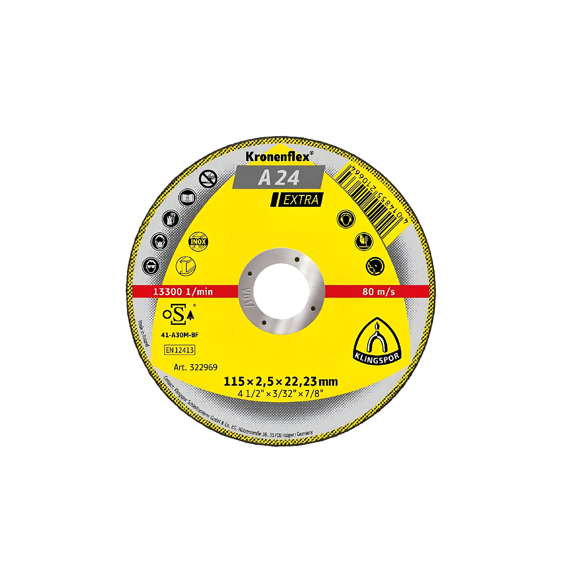 Pack 10 Discos De Corte 4.5'' #a 24 Extra (322969) Klingspor 1