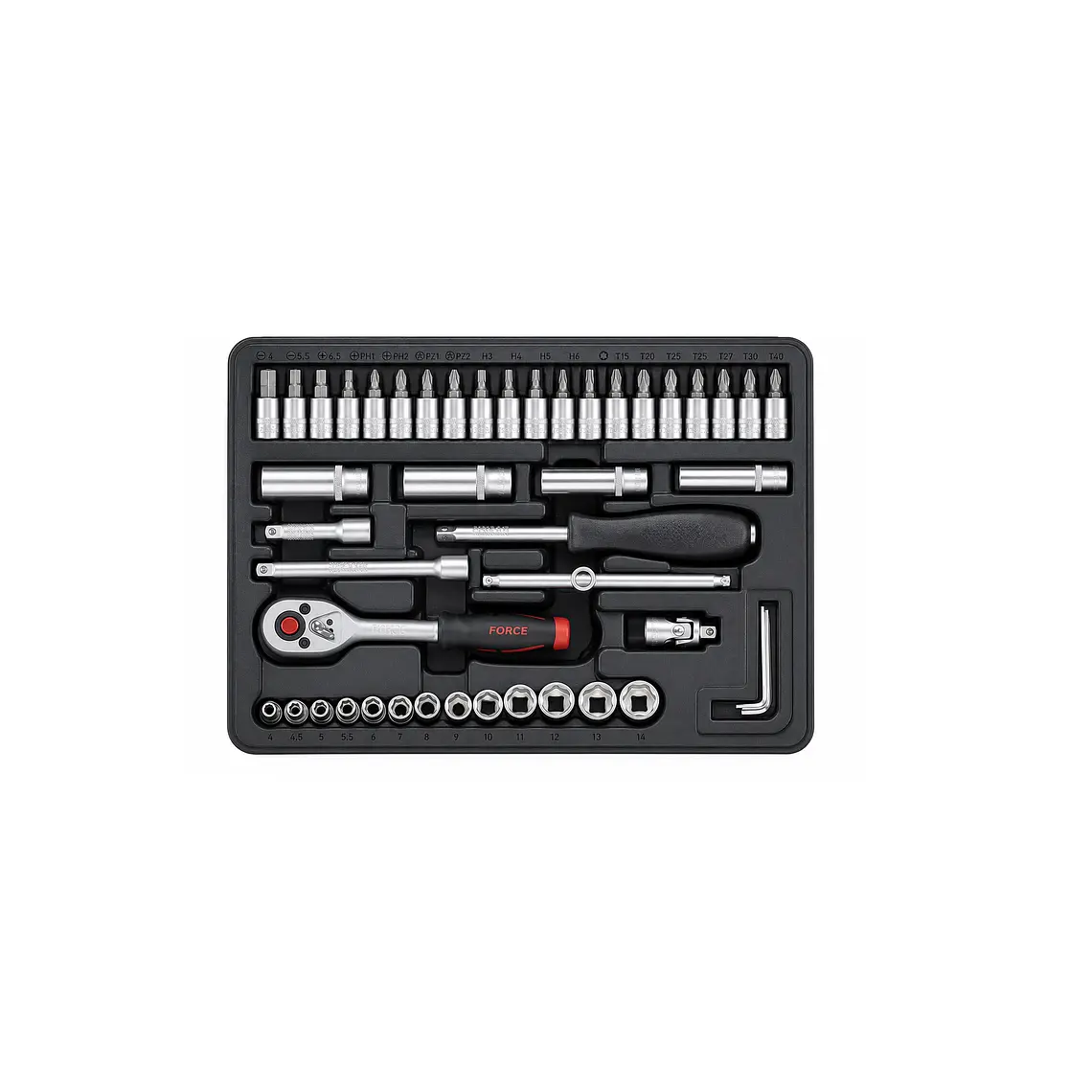 Juego De Dados Y Puntas 1/4'' De 46 Piezas (2461-5) Force 1