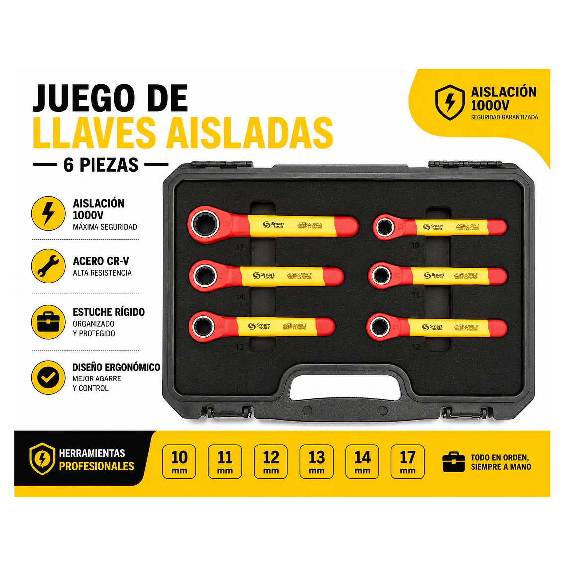 Juego Llaves Corona Chicharra Vde 1000v 6 Piezas - Smart Tools 2