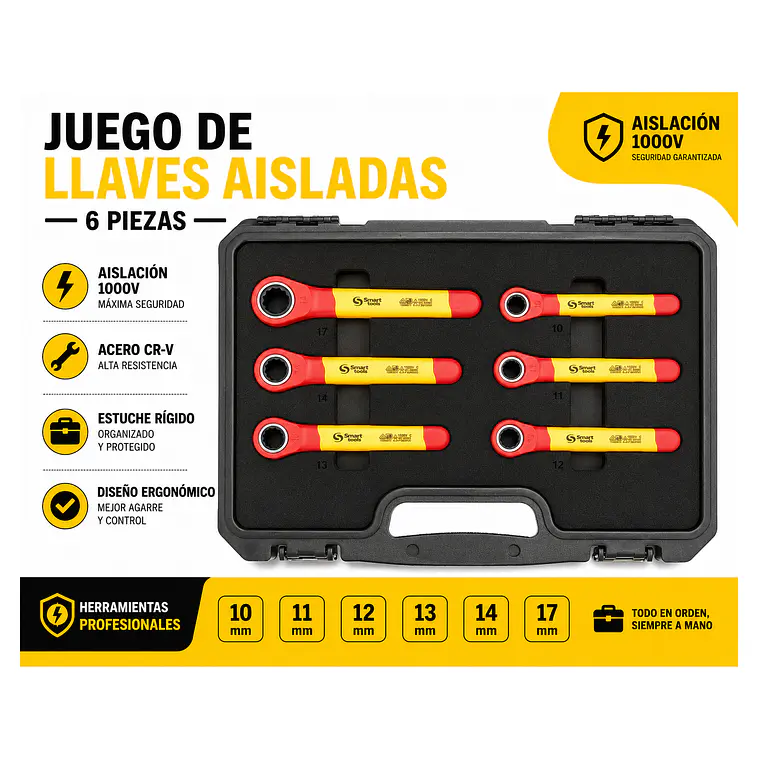 Juego Llaves Corona Chicharra Vde 1000v 6 Piezas - Smart Tools 2