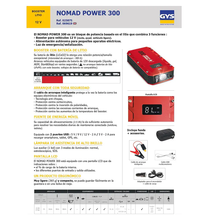 Partidor De Baterias NOMAD POWER 300 - GYS  2