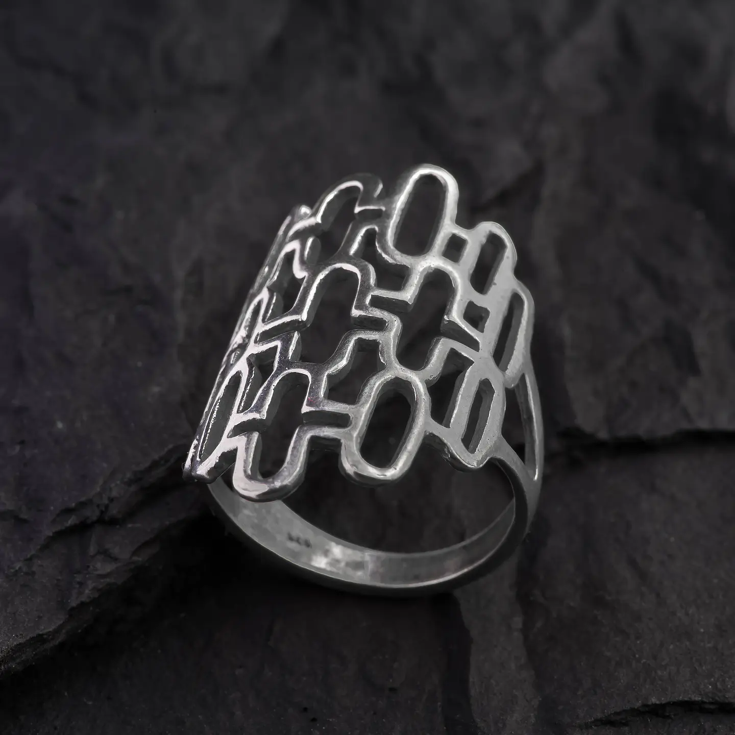 Anillo de Plata 925 Cruces y Óvalos agrupados 2