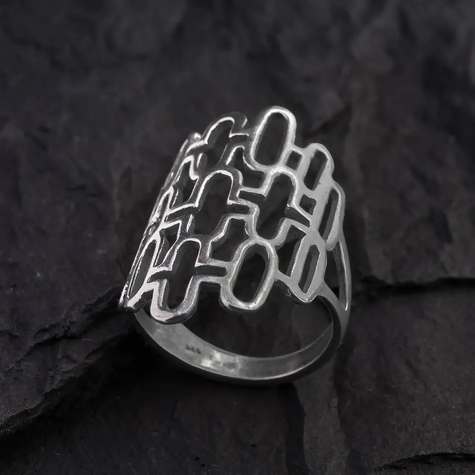 Anillo de Plata 925 Cruces y Óvalos agrupados 2