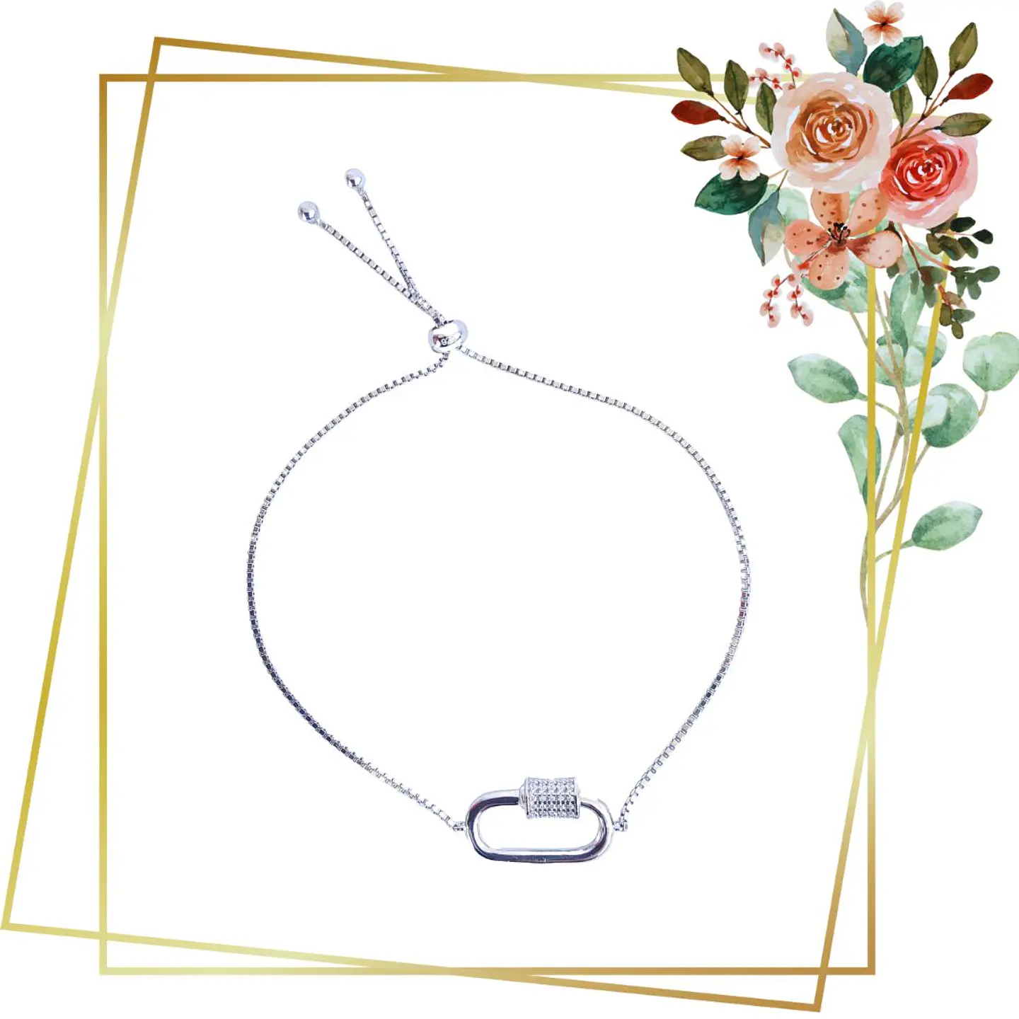 Pulsera de Plata 925 Circonia Transparente - Largo ajustable  1