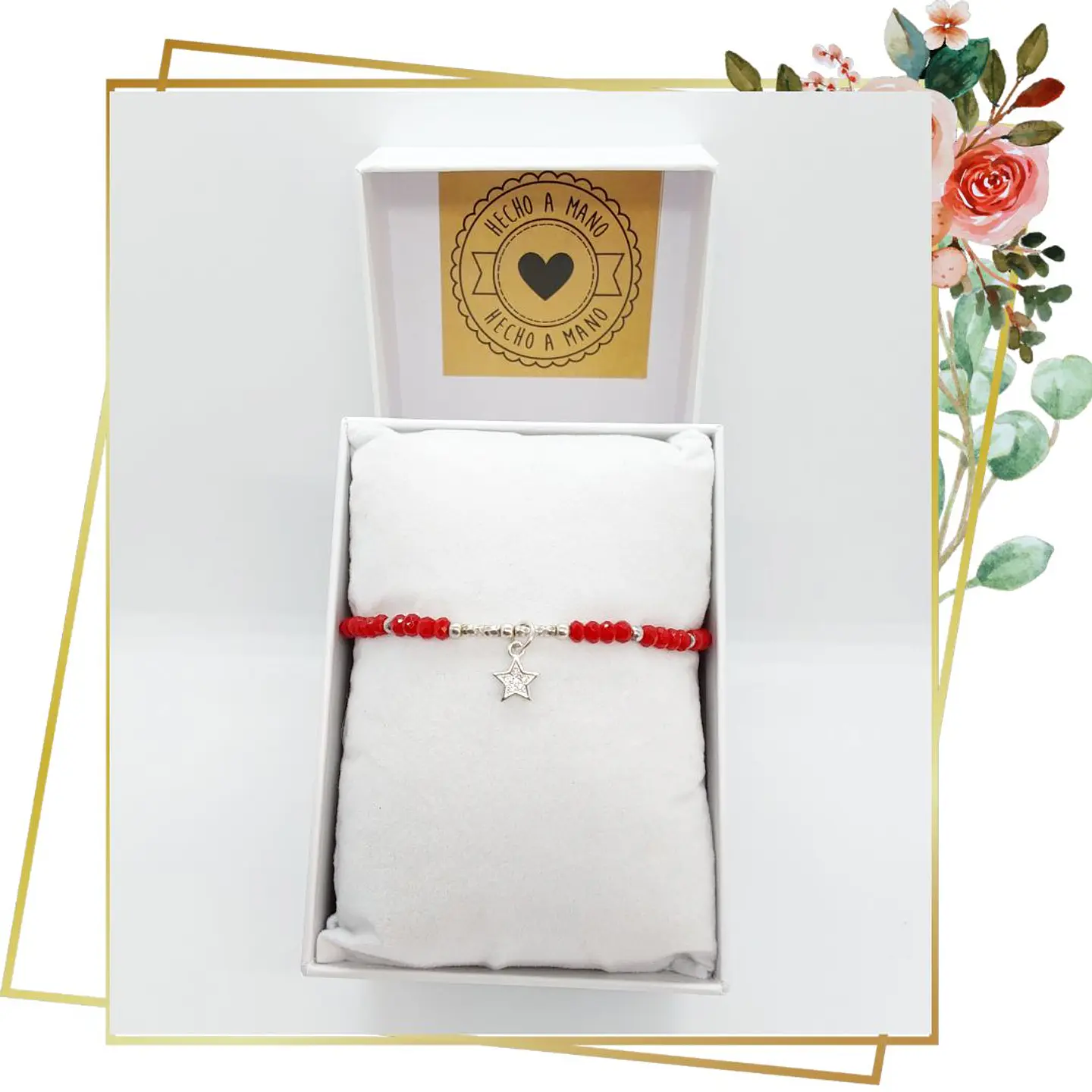 Pulsera Roja de Proteccion Cristal facetado 3mm y colgante de estrella y cierres de plata 925 2