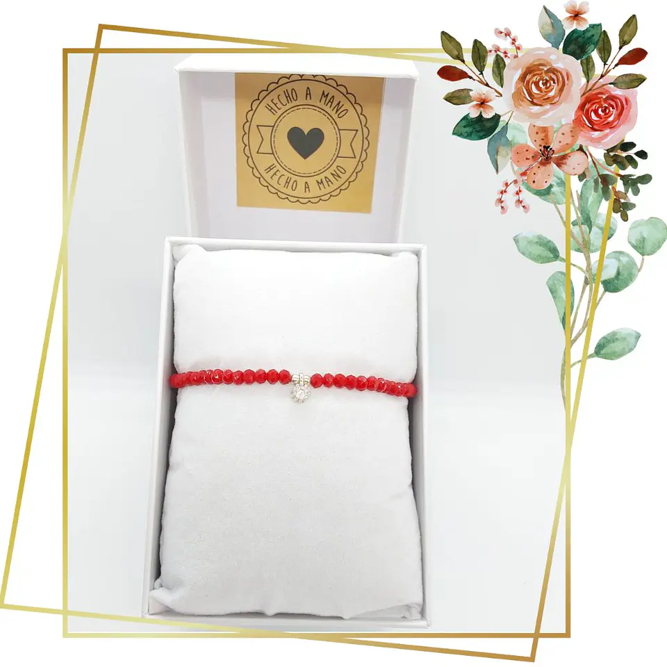 Pulsera Roja de Proteccion Cristal facetado 3mm y colgante de punto de luz y cierres de plata 925 2