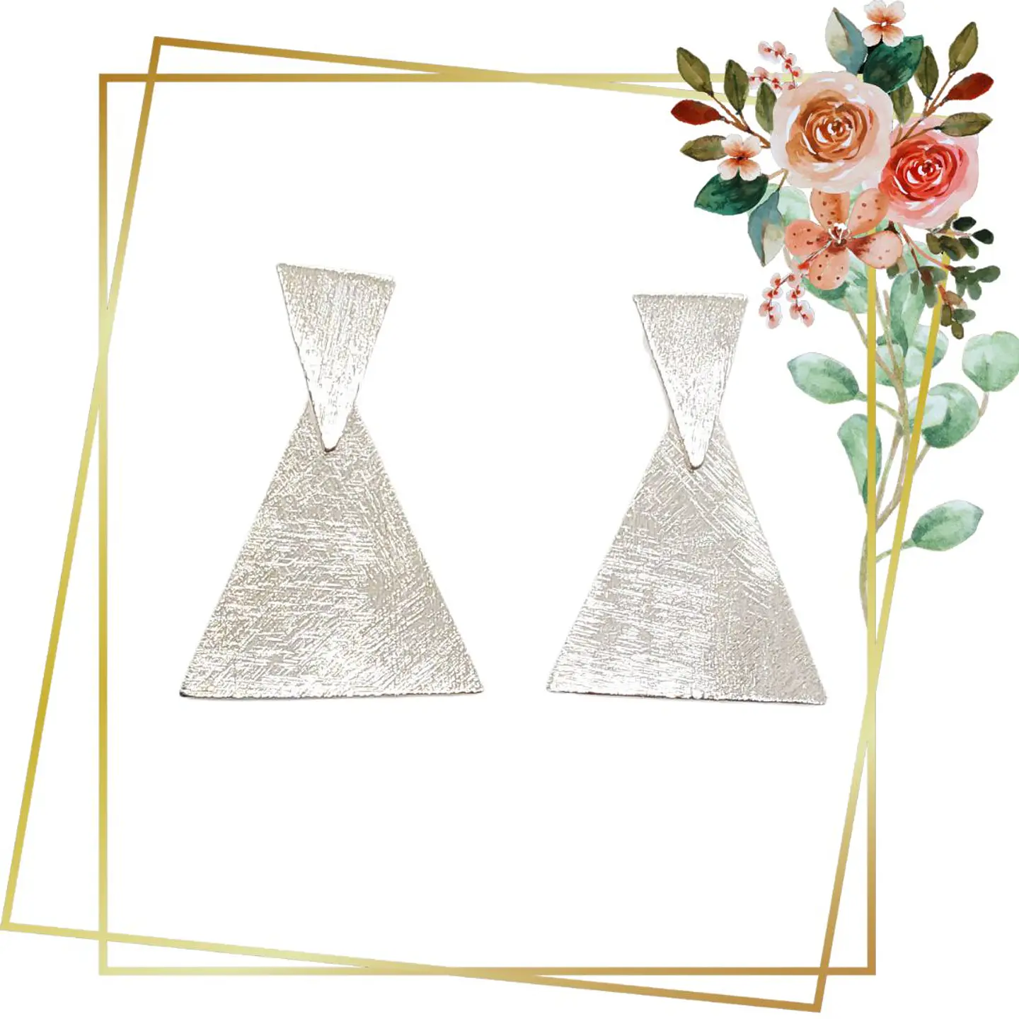 Aros de Plata 925 Triángulos Dúplex 1