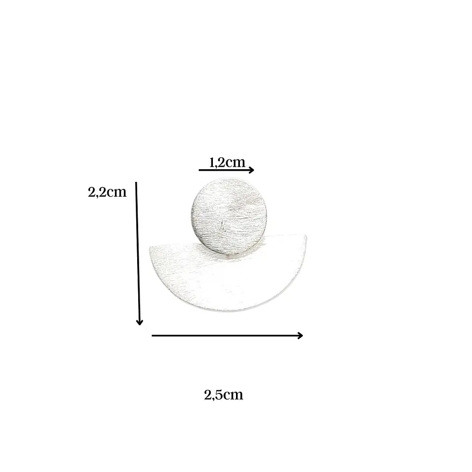 Aros Aplanados de Plata 925 con Media Luna y Esfera Central 2