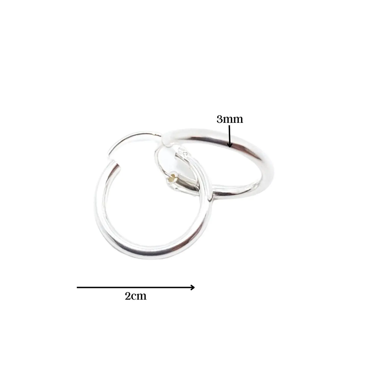 Aros de Plata 925 Argollas Tubulares 2cm diámetro 2