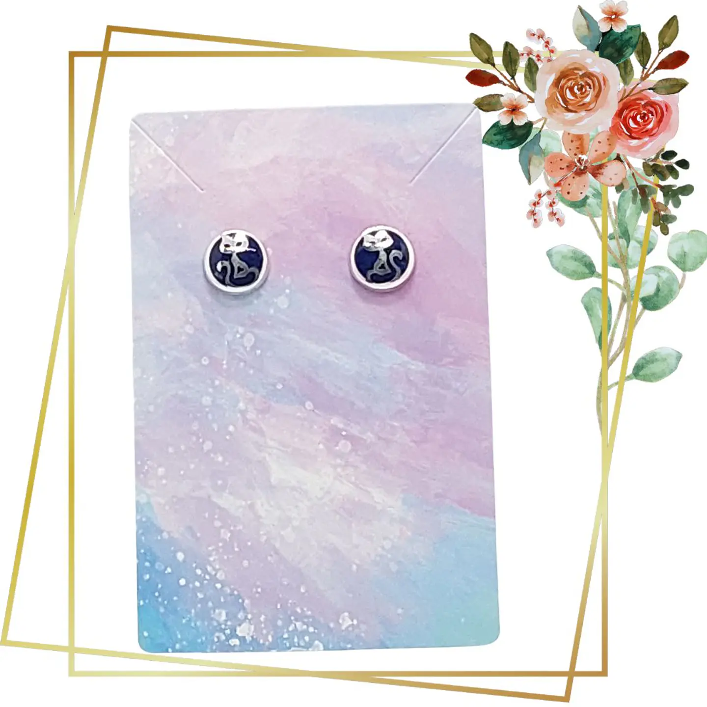 Aros de Plata 925 Tipo Botón de Gatito 3