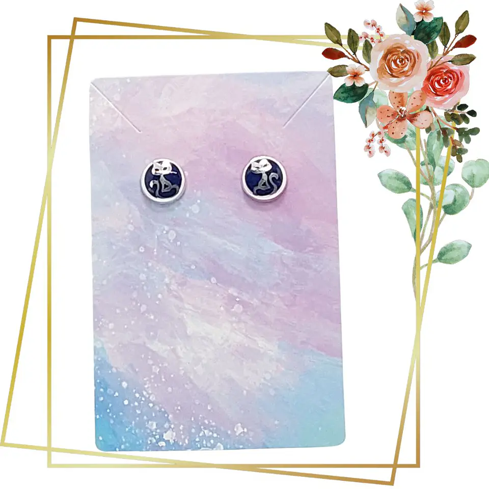 Aros de Plata 925 Tipo Botón de Gatito 3