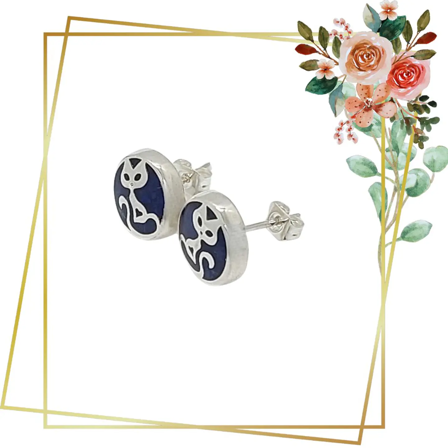 Aros de Plata 925 Tipo Botón de Gatito 1