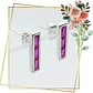 Aros Rectangular de plata 925 cristal fucsia - Miniatura 1