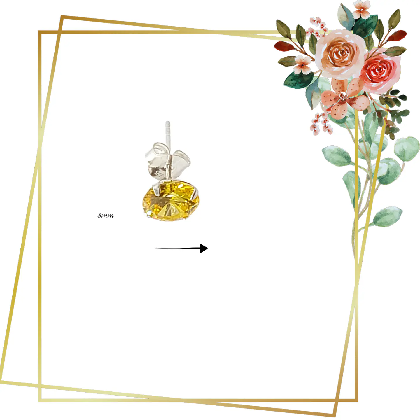 Aros de Plata 925 con circones amarillos 2